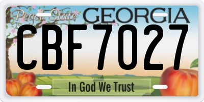 GA license plate CBF7027