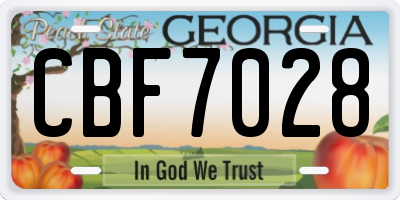 GA license plate CBF7028