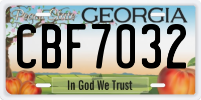 GA license plate CBF7032