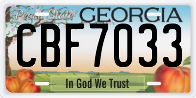 GA license plate CBF7033