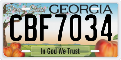 GA license plate CBF7034