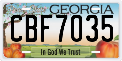 GA license plate CBF7035