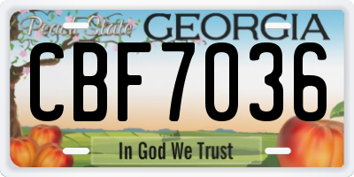 GA license plate CBF7036