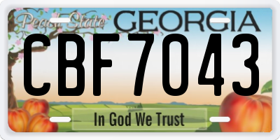 GA license plate CBF7043