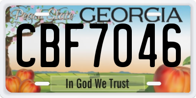 GA license plate CBF7046
