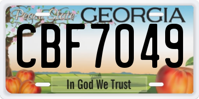 GA license plate CBF7049