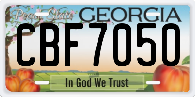 GA license plate CBF7050