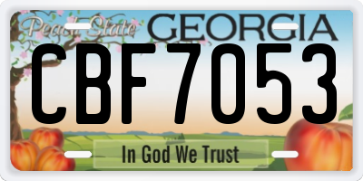 GA license plate CBF7053