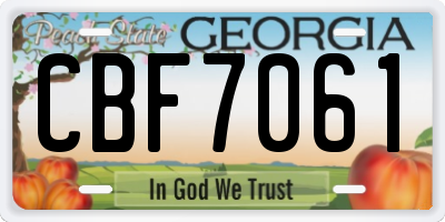 GA license plate CBF7061