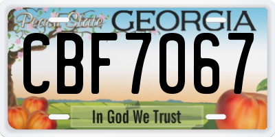 GA license plate CBF7067