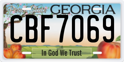 GA license plate CBF7069