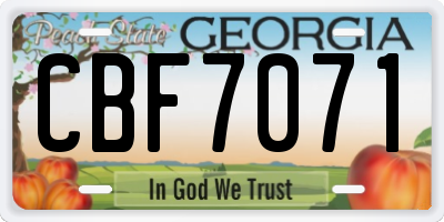 GA license plate CBF7071