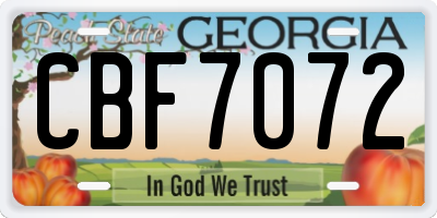 GA license plate CBF7072
