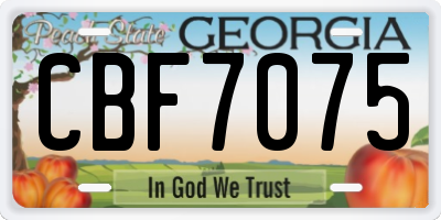 GA license plate CBF7075
