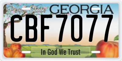 GA license plate CBF7077