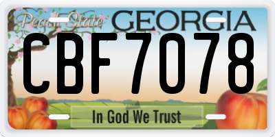 GA license plate CBF7078