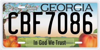 GA license plate CBF7086