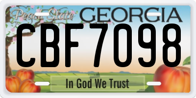 GA license plate CBF7098