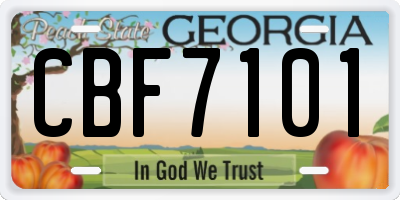 GA license plate CBF7101