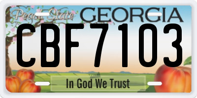 GA license plate CBF7103