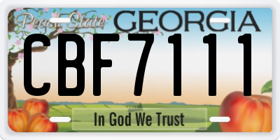 GA license plate CBF7111