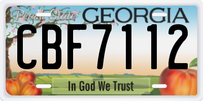 GA license plate CBF7112