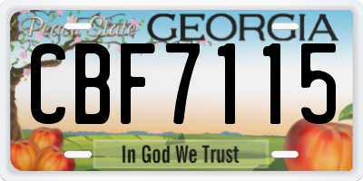 GA license plate CBF7115
