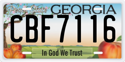 GA license plate CBF7116
