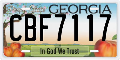 GA license plate CBF7117