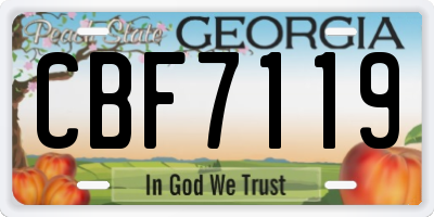 GA license plate CBF7119
