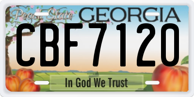 GA license plate CBF7120