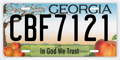 GA license plate CBF7121