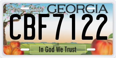 GA license plate CBF7122