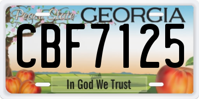 GA license plate CBF7125