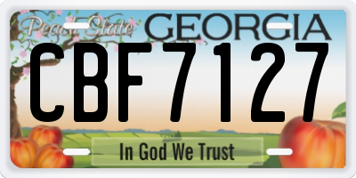 GA license plate CBF7127