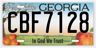 GA license plate CBF7128