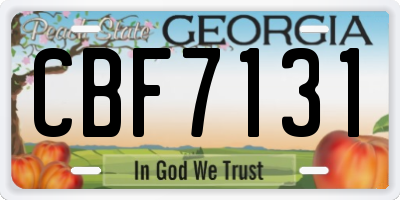 GA license plate CBF7131