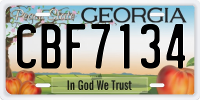 GA license plate CBF7134