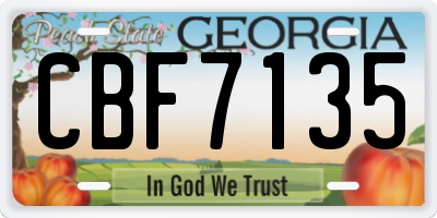 GA license plate CBF7135