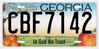 GA license plate CBF7142