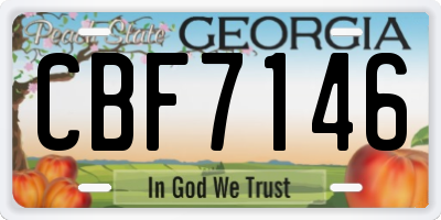 GA license plate CBF7146