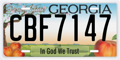 GA license plate CBF7147