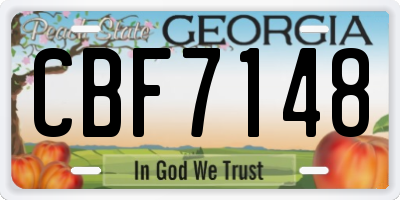 GA license plate CBF7148