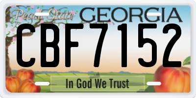 GA license plate CBF7152