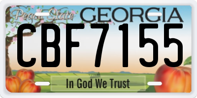 GA license plate CBF7155