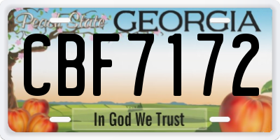GA license plate CBF7172