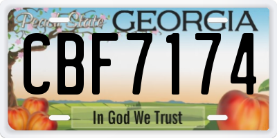 GA license plate CBF7174