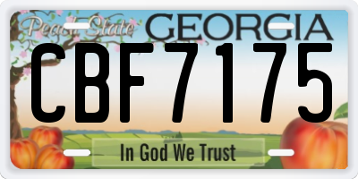 GA license plate CBF7175