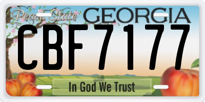 GA license plate CBF7177