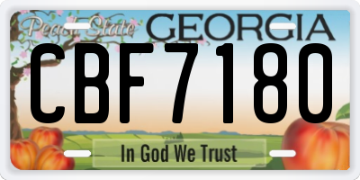 GA license plate CBF7180